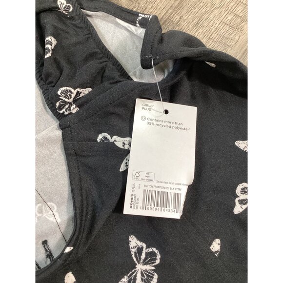 SO Girls Plus 16 Button Front Black Dress Butterfly Print Casual Wear Outfits - Picture 4 of 6